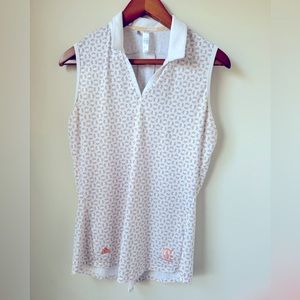 Adidas golf shirt sleeveless orange and blue